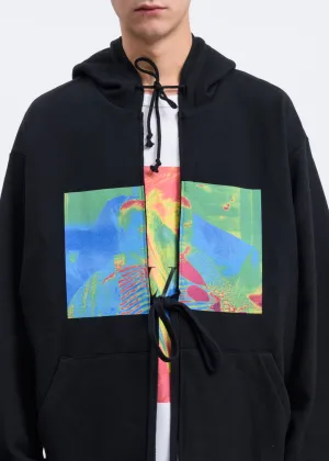 Black Graphic Print Oversized Hoodie