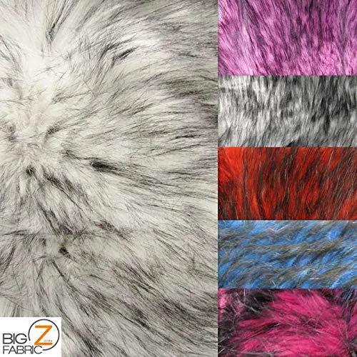 Blue Arctic Alaskan Husky Long Pile Faux Fur Fabric / Sold By The Yard