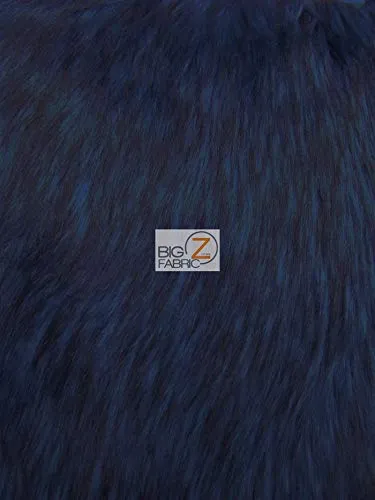 Blue Arctic Alaskan Husky Long Pile Faux Fur Fabric / Sold By The Yard
