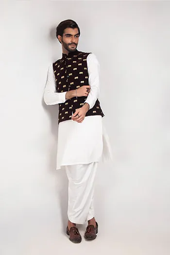 ER WC 1012 Brown Logo Lion Embroided Waist Coat
