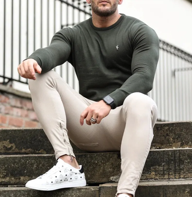 New Brand Men long sleeve tops autumn winter Knitted embroidery men wool sweater Superior quality Man Fashion Casual Tops