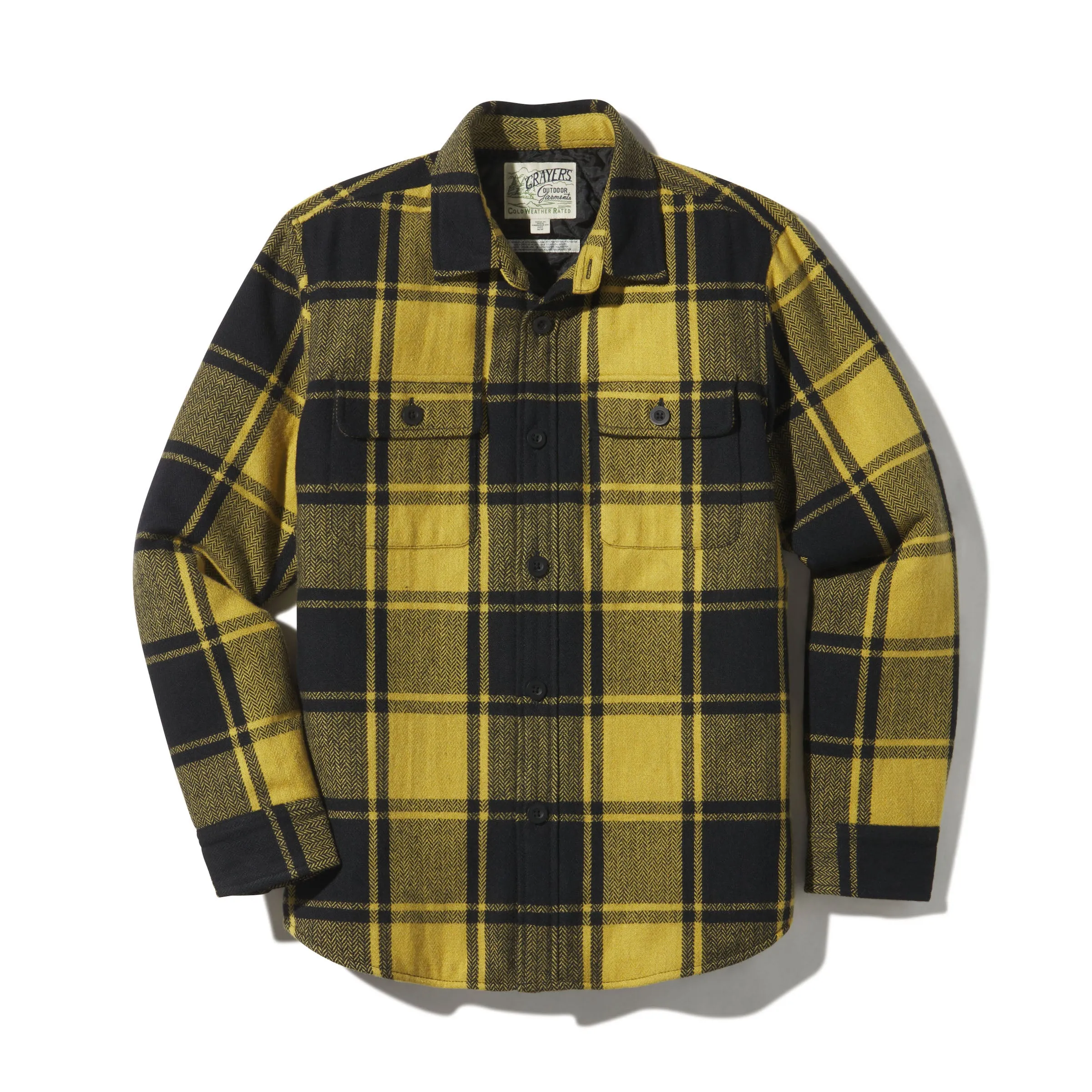 Retro Wool Padded Shirt Jacket - Mustard Black (Final Sale)