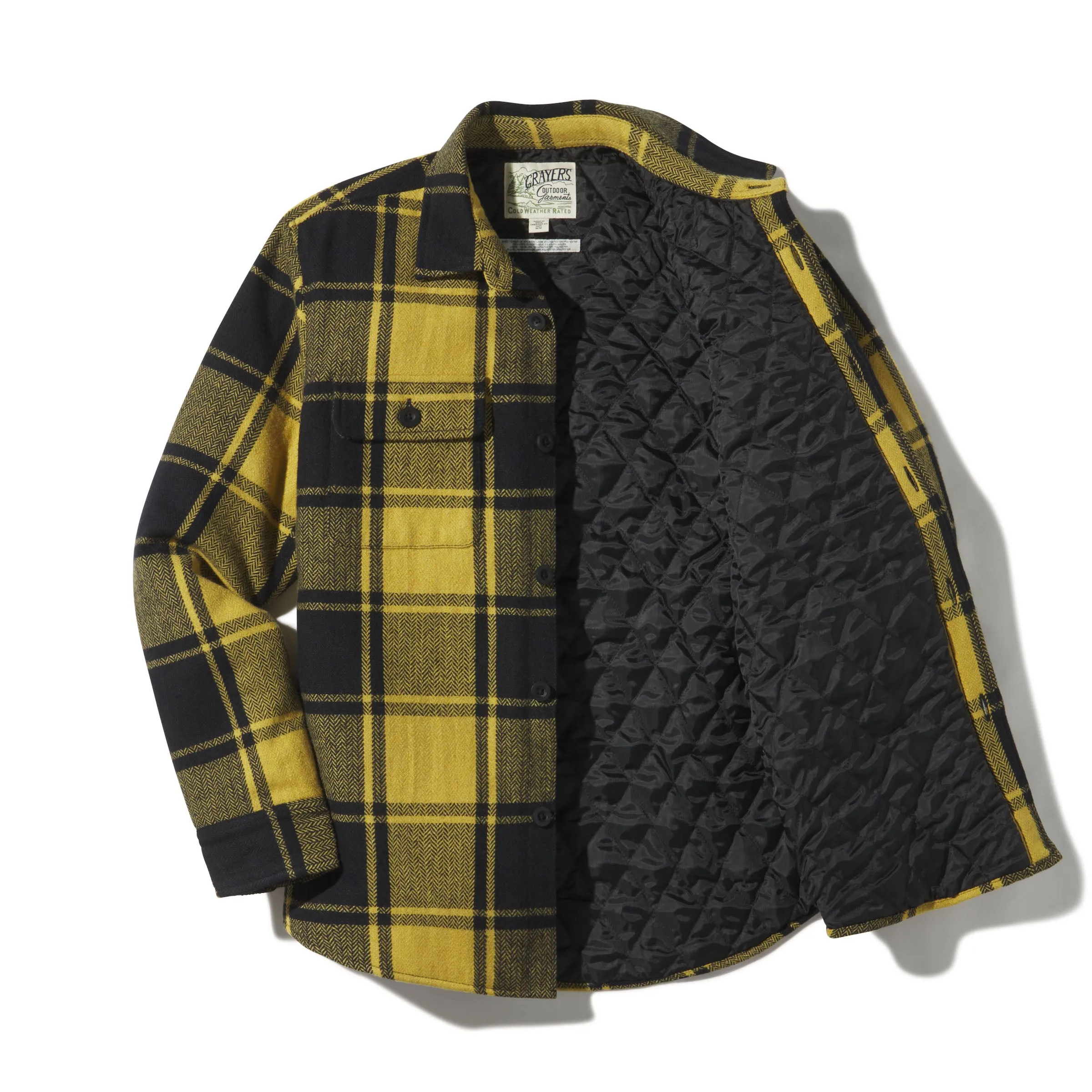 Retro Wool Padded Shirt Jacket - Mustard Black (Final Sale)