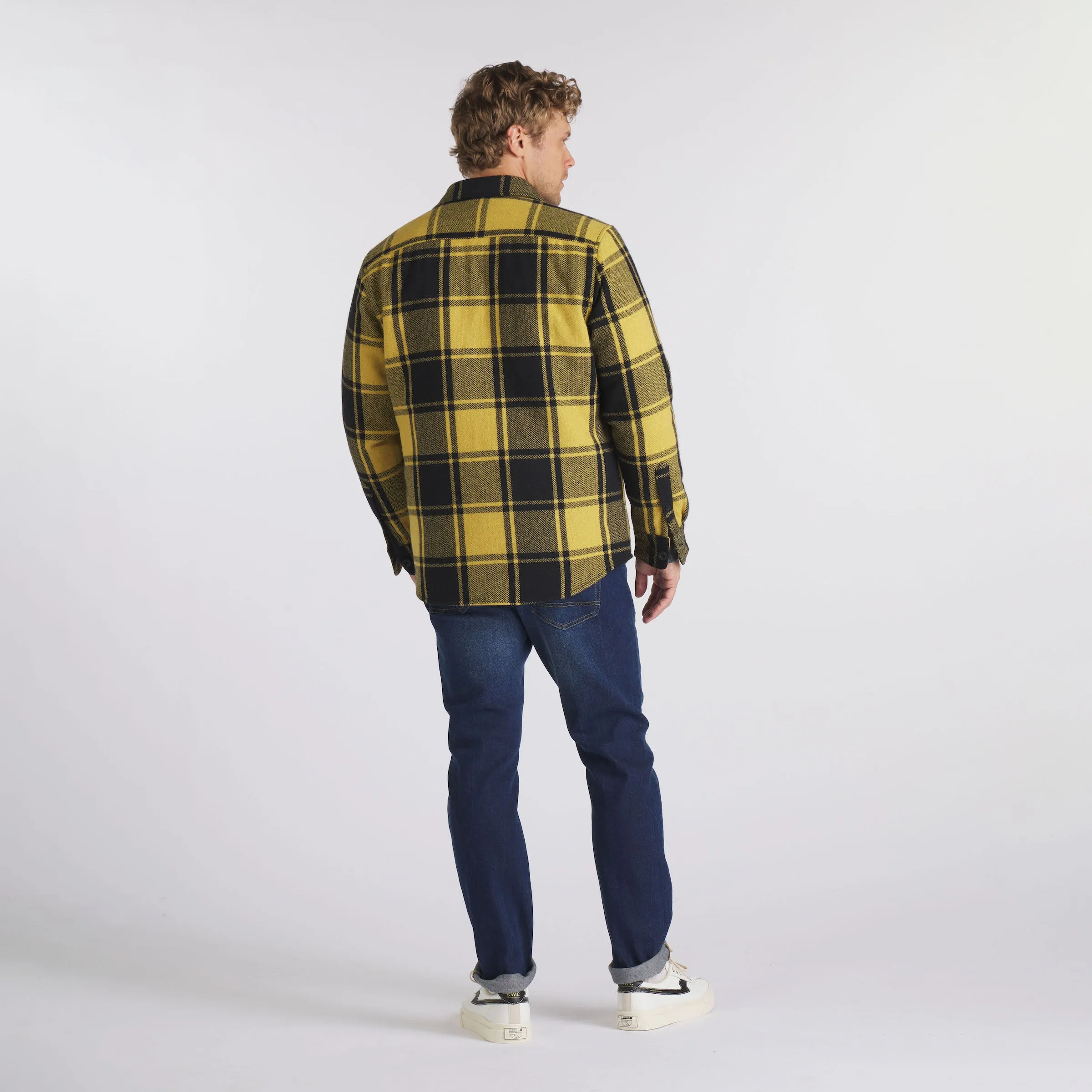 Retro Wool Padded Shirt Jacket - Mustard Black (Final Sale)
