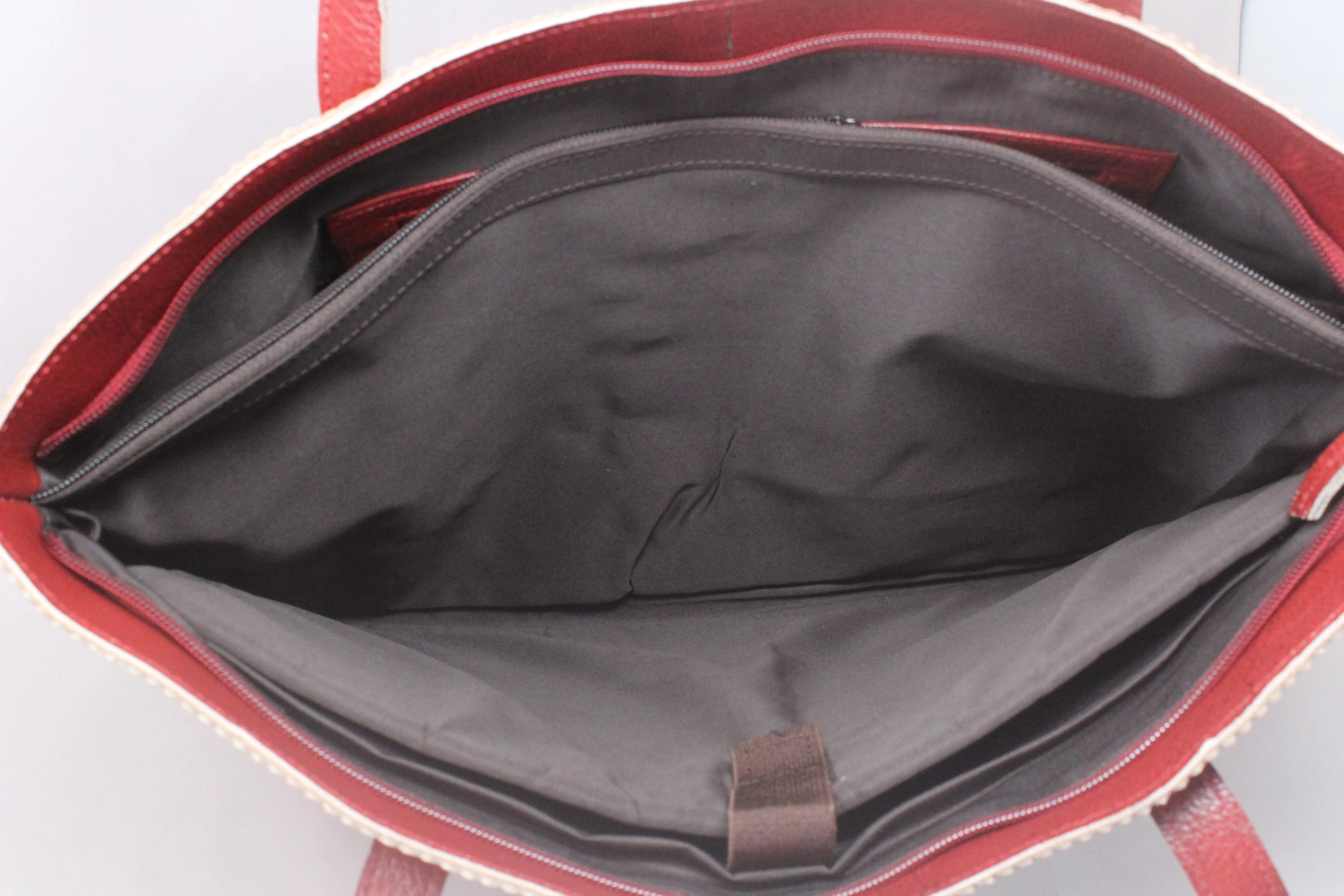 Taha Genuine Leather Red Women's Tote Bag