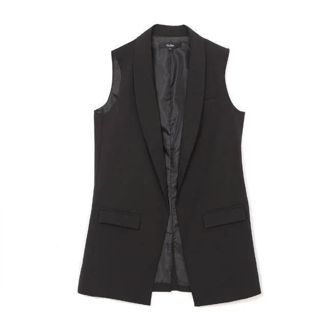 Women Fashion elegant office lady pocket coat sleeveless vests jacket outwear casual brand WaistCoat colete feminino MJ73 (US 6-16)