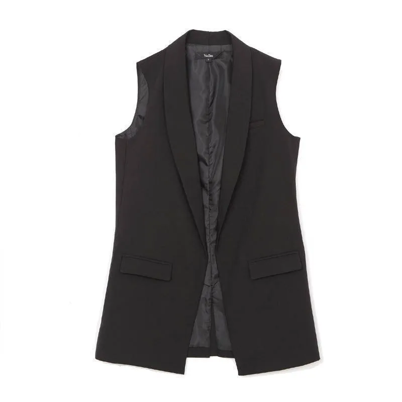 Women Fashion elegant office lady pocket coat sleeveless vests jacket outwear casual brand WaistCoat colete feminino MJ73 (US 6-16)