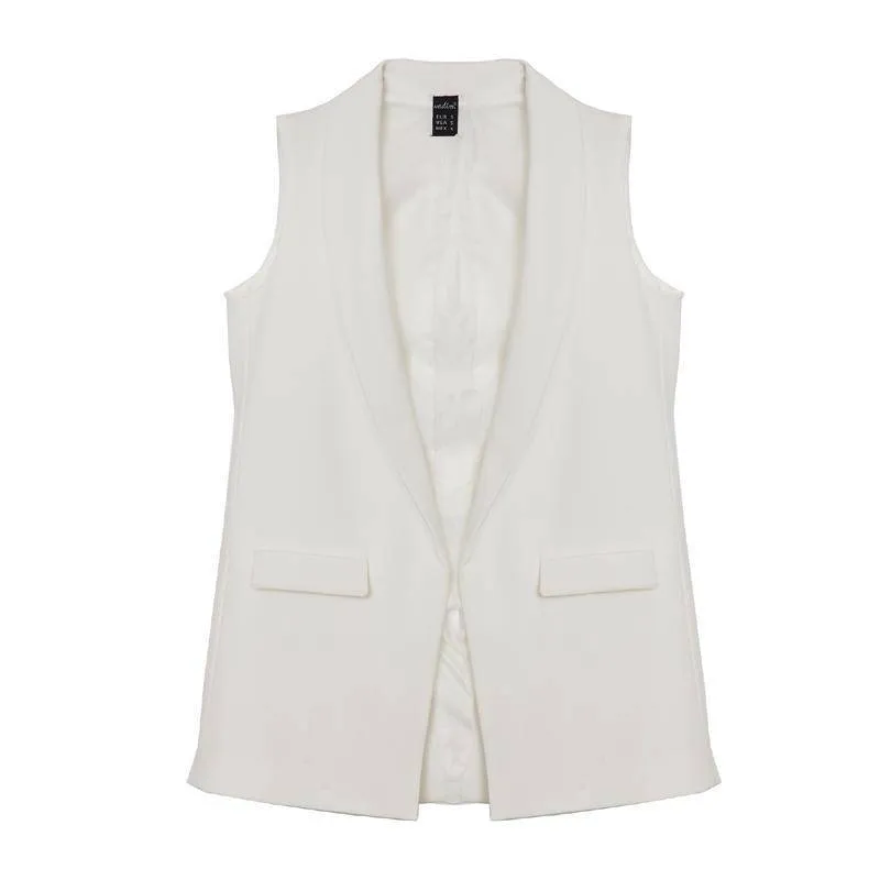 Women Fashion elegant office lady pocket coat sleeveless vests jacket outwear casual brand WaistCoat colete feminino MJ73 (US 6-16)